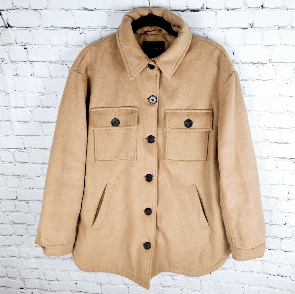 SANCTUARY | wool blend button up quilt lined shirt-jacket shacket